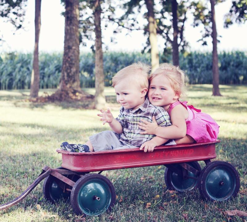 Two Kids in Wagon