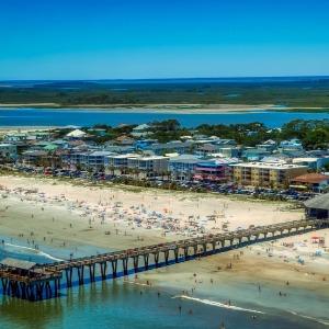 Tybee Island Pier and Beach From Above