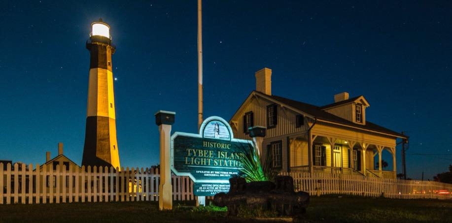 Tybee Island Lighthouse at Night